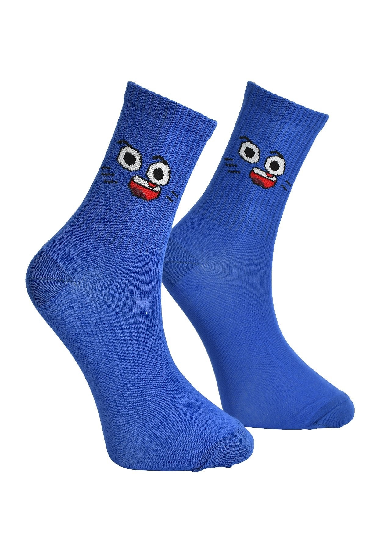 Blå Sokker Med Smilende Fjes-Design