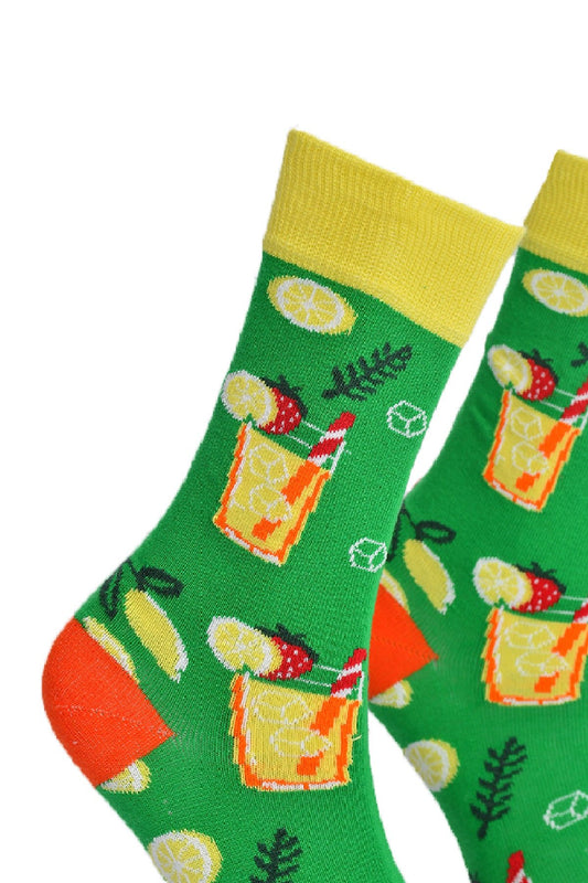 Grønne Sokker Med Cocktaildesign