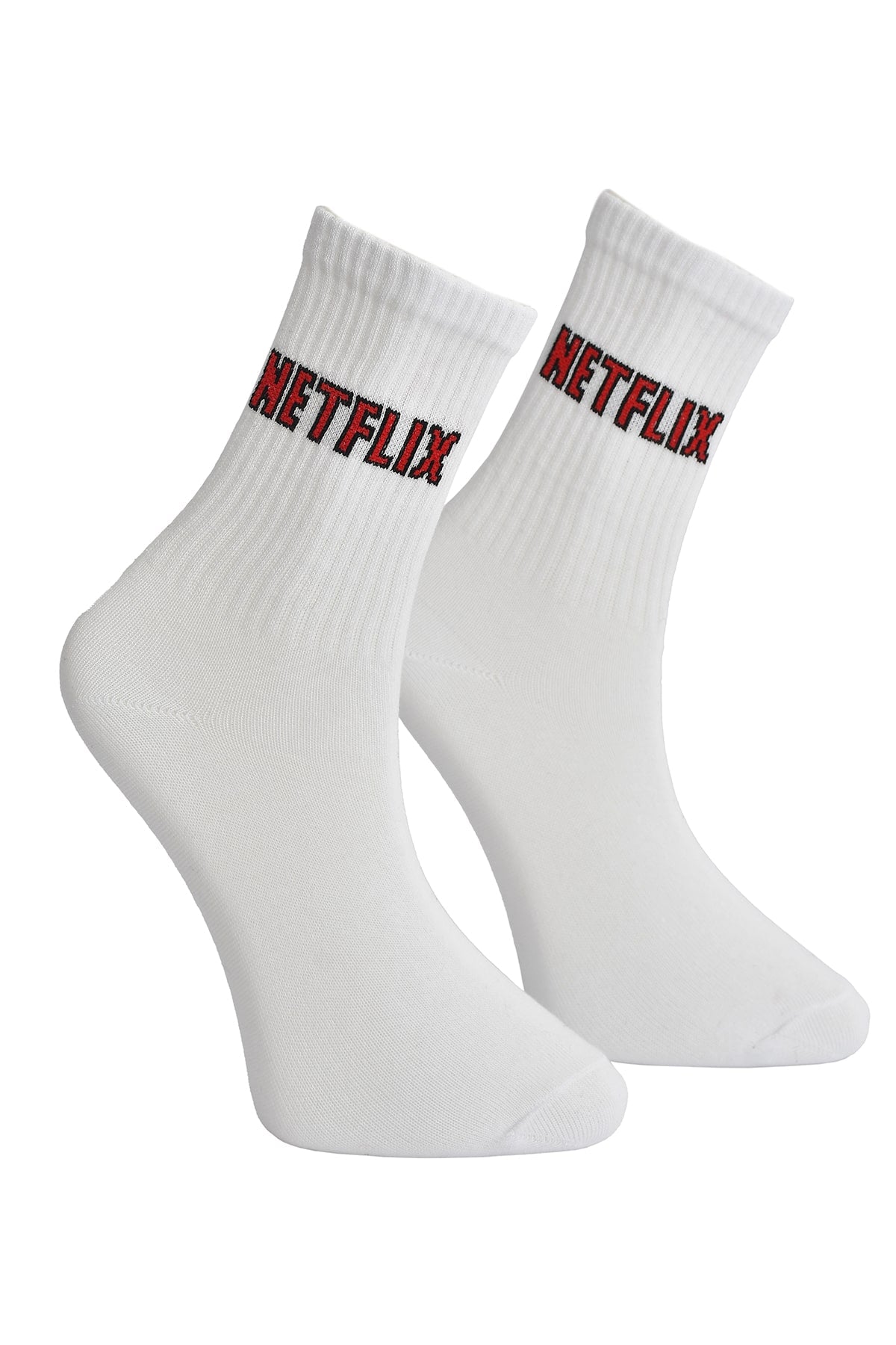 Hvite Sokker Med Netflix-Design