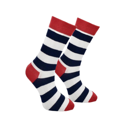 Sokker med mørkeblå og hvite striper – Lucky Socks